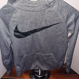 Gray Nike Hoodie with Black Swoosh